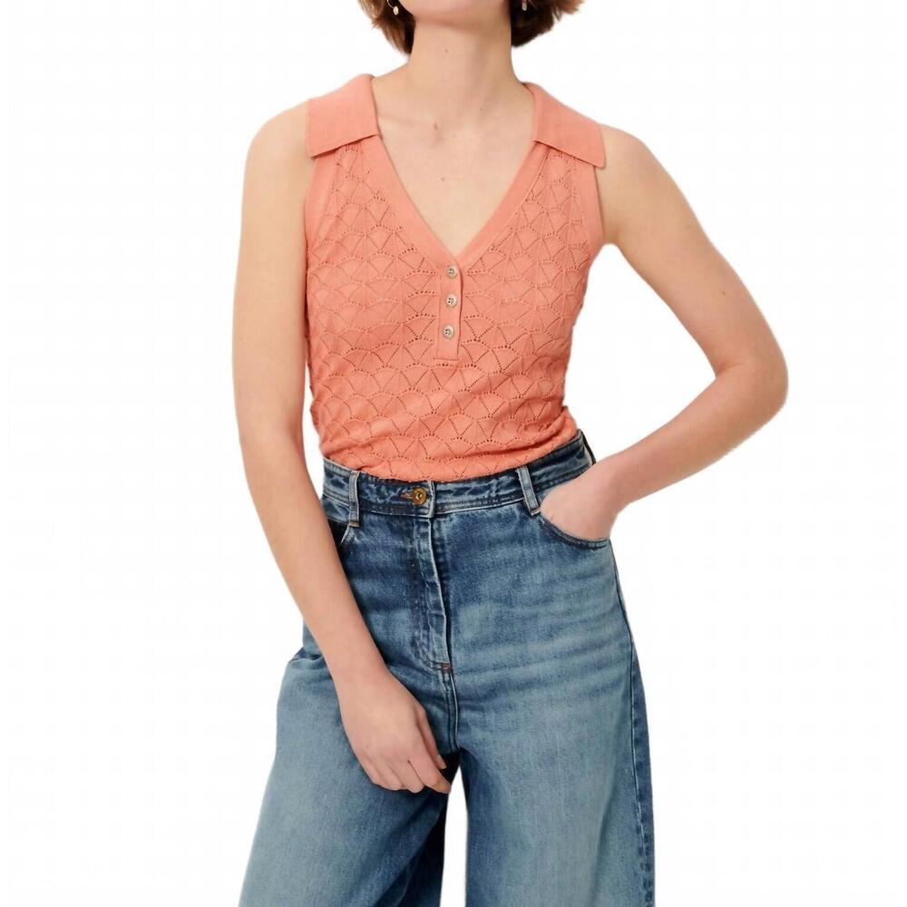 NEW SESSUN baya sleeveless knit tank in coral